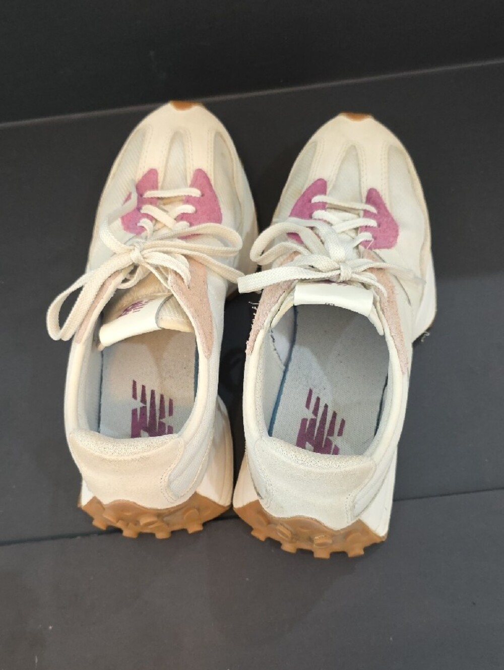 New Balance 327 Women's Cream & Pink Sneakers Size 8.5 - Picture 7 of 9